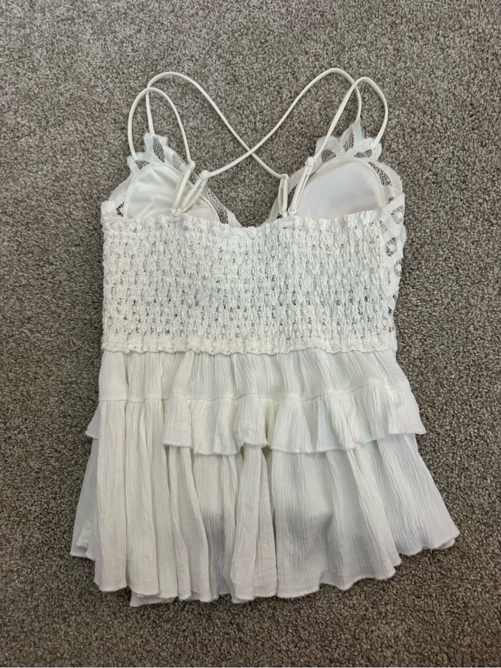 White Lace Ruffle Cami Top - Picture 2 of 3